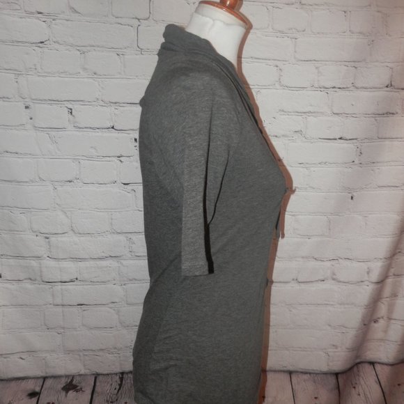 Deletta Gray Knit Top Medium Cascading Ruffle - Picture 3 of 5